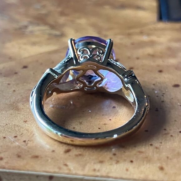 Rose de France Amethyst Sterling Silver Solitaire Ring Size 5 - Picture 4 of 8